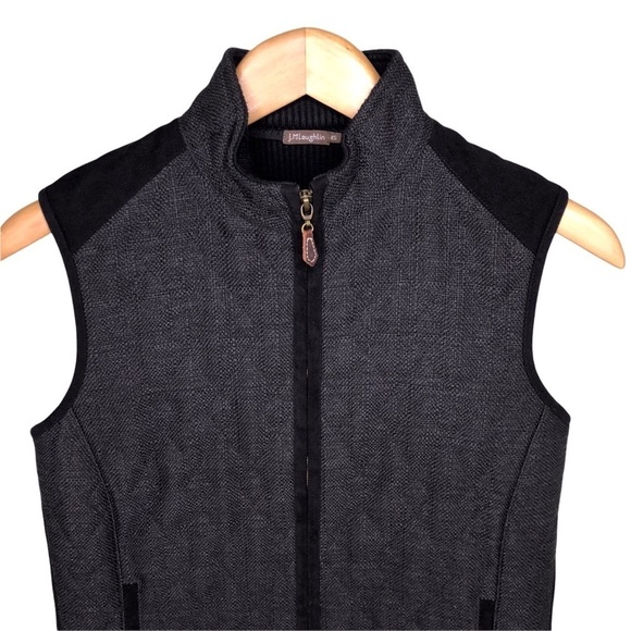 J McLaughlin Bennet Tweed Quilted Vest Ribbed Knit Back Black Size XS - Picture 4 of 11
